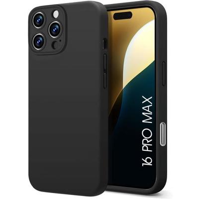 Чехол для iPhone 16 Pro Max, Матовый силикон, Ультратонкая гибкая защита - Черный