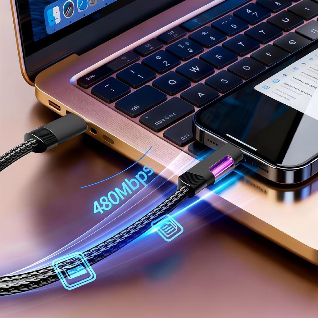 240 Вт 6 А RGB Быстрая зарядка USB Type-C Кабель - Светодиодная подсветка Окружающего освещения Нейлоновая оплетка Кабель для передачи данных для телефона Быстрая зарядка