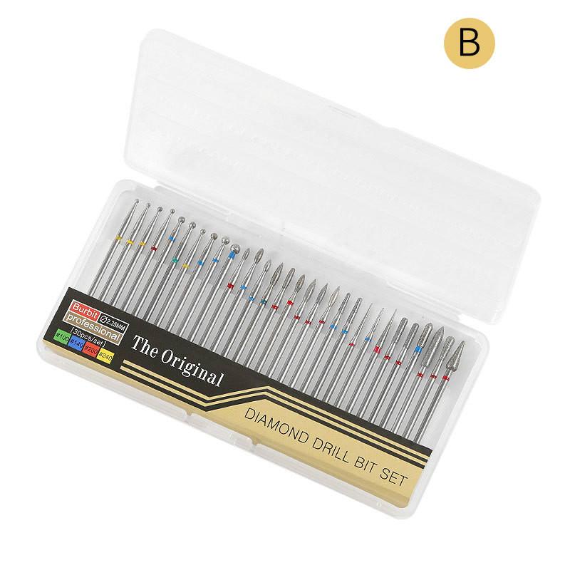 30 шт. алмазные фрезы для ногтей, фрезы с заусенцами для пилочек для ногтей, сверла для очистки кутикулы, аппарат для маникюра, художественные инструменты