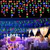 4M LED Icicle Curtain String Lights Outdoor Garden Christmas Decorative Garland Droop 0.4-0.6m