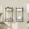 VidaXL Wall Shelves 2-Tier with Bars 2 Pcs Sonoma Grey 836256