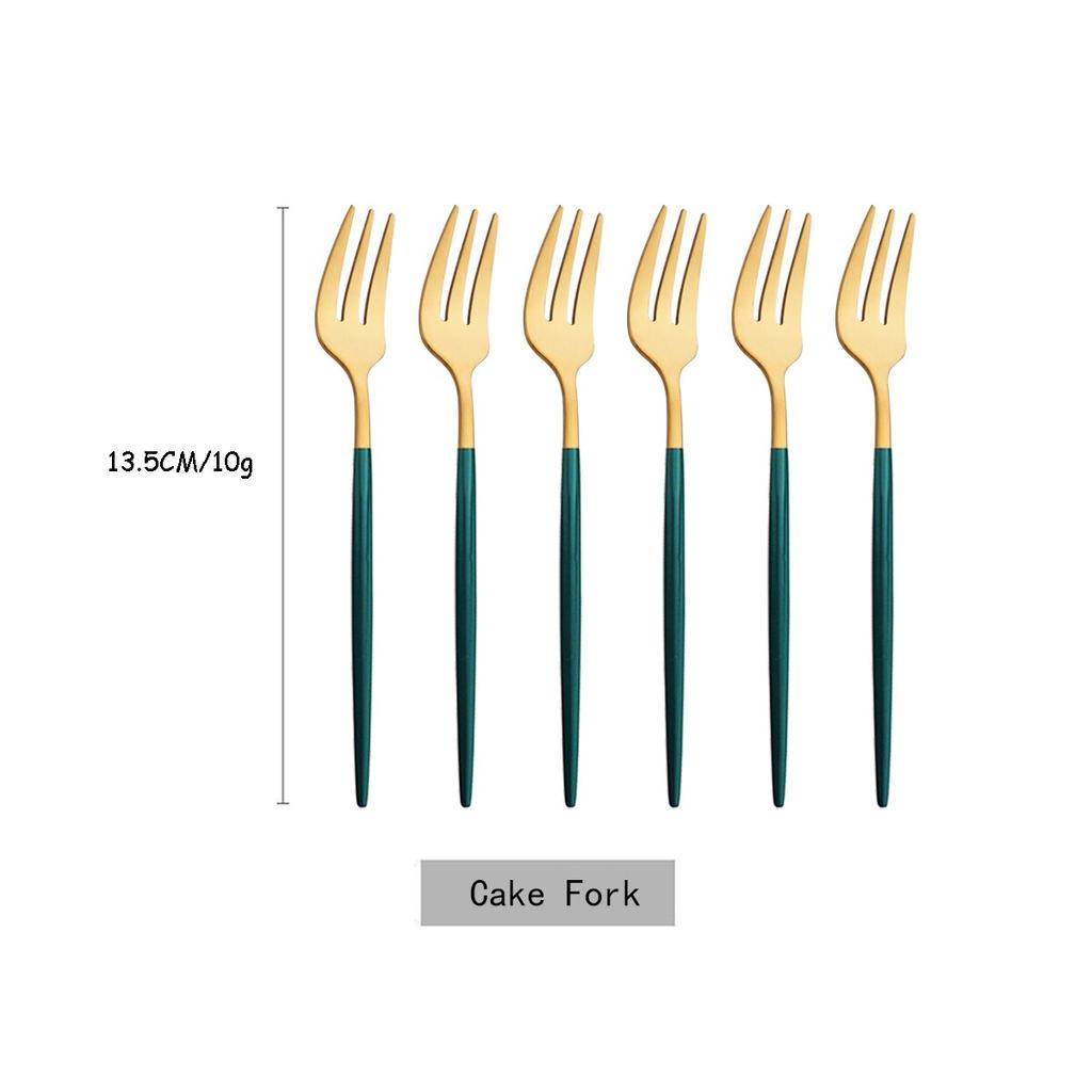 6Pcs/Set Tea Cake Snack Fork Dinnerware Cutlery Colorful Fork Set Mirror Stainless Steel Tableware Dessert Fruit Fork Silverware