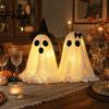 Ghost-themed Decoration Halloween Ghost Decoration, Light-Up with Witch Hat/Bow, Seasonal Holiday Decor Spooky Standing for Porch Yard Outdoor Party