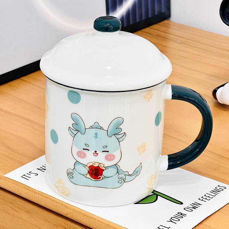 Парная кружка с крышкой и ложкой, чашка для воды, подарок, сувенир, открытая милая чашка для девочек, высококачественная керамическая кружка