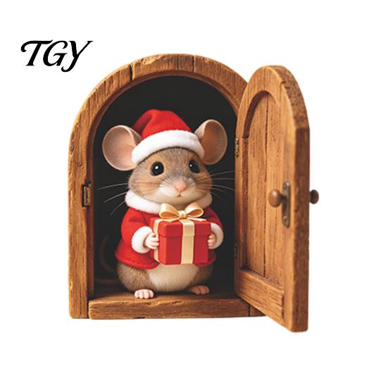 Removable Holiday Wall Stickers Mouse Hole Sticker, Christmas Decal, Self Adhesive Creative Cabinet Decals Cute Mice Sticker for Living