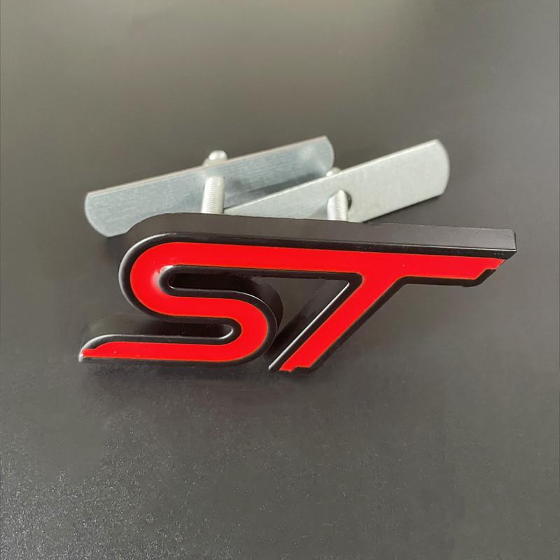 3D Metal ST Logo Car Front Grill Emblem Trunk Badge Decal For Focus Fiesta Mondeo EDGE Kuga Explorer ST Sticker Accessories