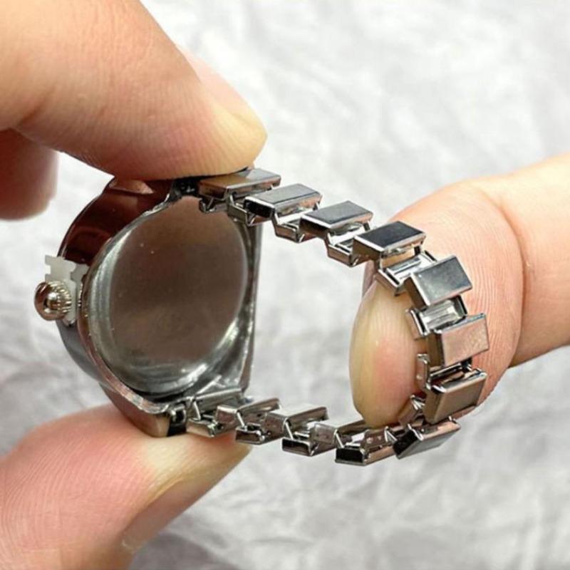 1 шт. Мини-часы Креативное кольцо Кварцевый механизм Модные аксессуары Корпус из сплава Наручные часы-кольцо Ювелирные изделия Женское кольцо Подарок