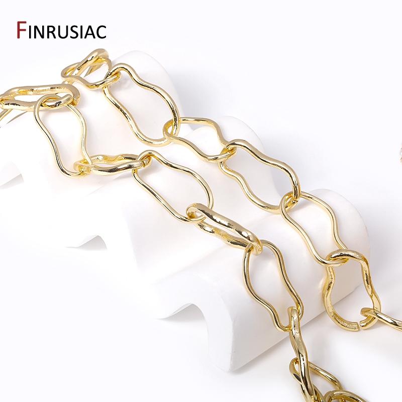 Новые модные нерегулярные цепи из латуни с покрытием 14K золотом для изготовления украшений своими руками, Аксессуары для рукоделия и изготовления украшений
