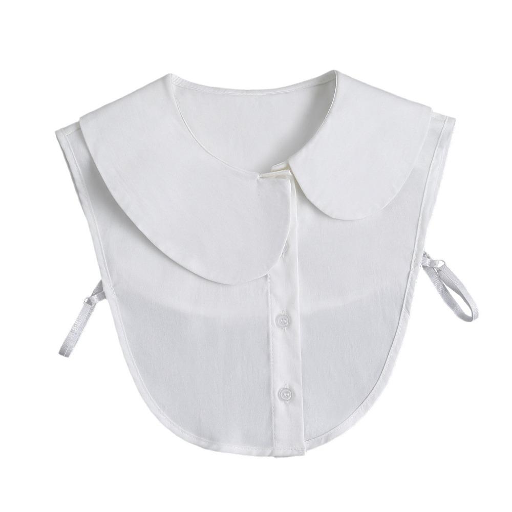 Ruffle Front Tie White Fake Collar Pure Cotton Stand-up Collar For Women Girls