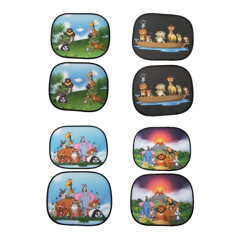 2Pcs Car Window Sun Shades Privacy Protection Cute Animals Patterns Privacy Curtain Sun Shield Protector for Children