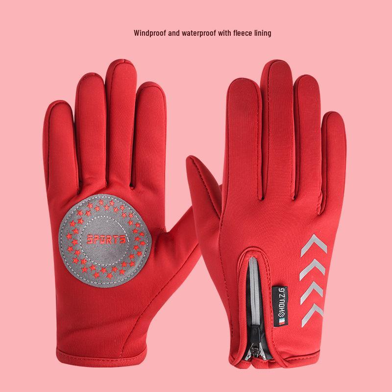Детские зимние перчатки на флисовой подкладке: Теплые, Нескользящие для Велоспорта на Открытом Воздухе, для Мальчиков и Девочек