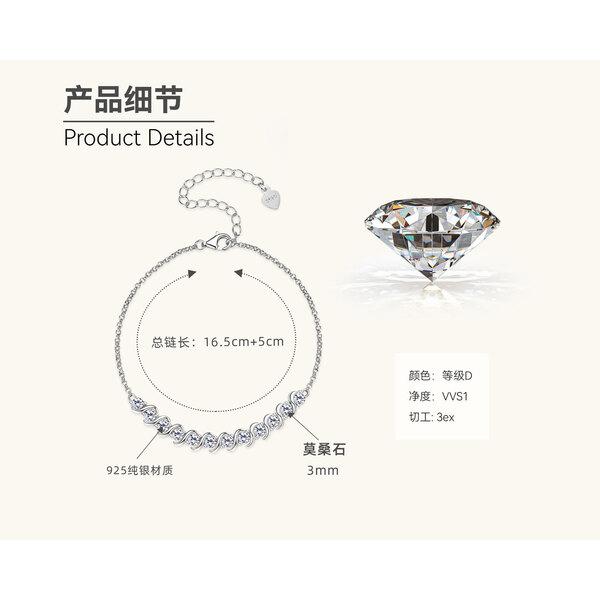 Silvere Glam Новый браслет-твист с муассанитом — это модный и универсальный браслет из стерлингового серебра S925 с уникальным чувством дизайна для женщин.