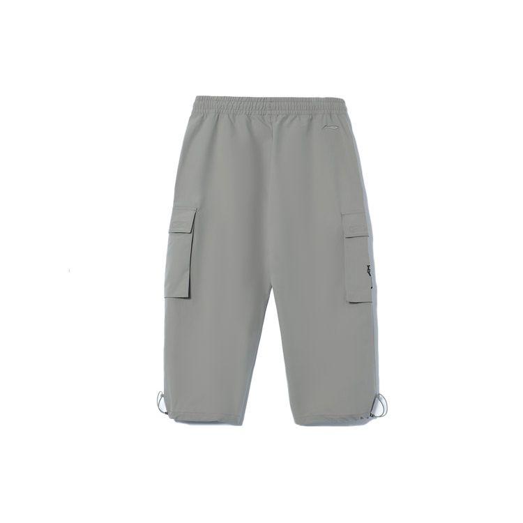 Li-Ning Спортивные капри с несколькими карманами и шнурком на тему Звездных войн с принтом и тканой этикеткой, мужские брюки серого цвета AKQR115-1