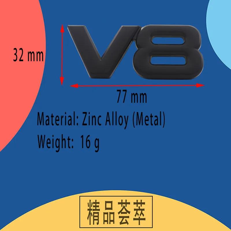 3D Premium V8 Engine Displacement Emblem For car Side Wing Hood Fender trunk Rear Bonnet Decal Nameplate Badge Sticker