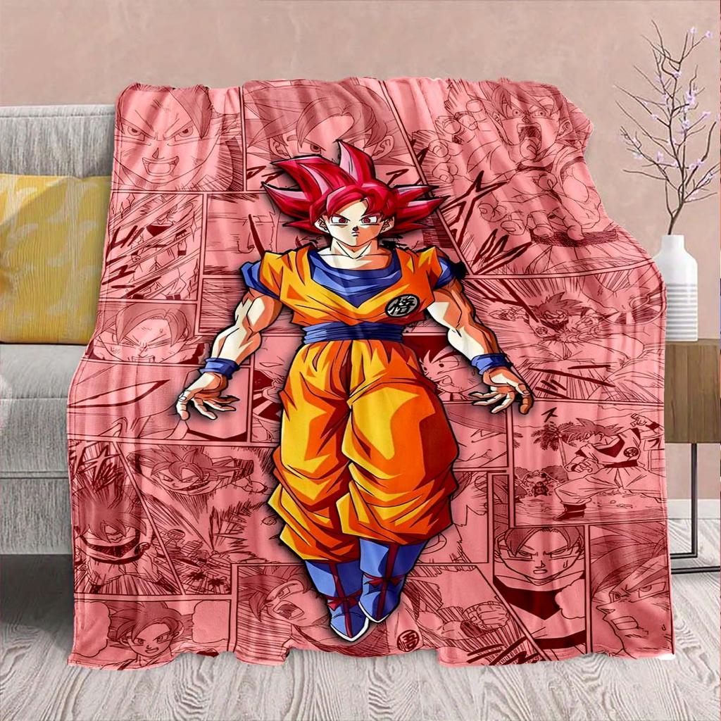 Фланелевое одеяло из аниме Dragon Ball - Мягкое, теплое, идеально подходит для дивана, постельного белья, кемпинга, путешествий, офиса, домашнего декора -QJY