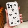 Bowknot Pattern Clear Silicone Phone Case For iPhone 16E 16 Pro Max 15 Pro 14 13 12 11 Diamond Frame Shockproof Soft Bumper Cover