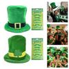 Green Irish Festival Hat with 6 Artificial Moustaches Beards Patricks Day Cosplay Hat for Men Women Festival Celebration