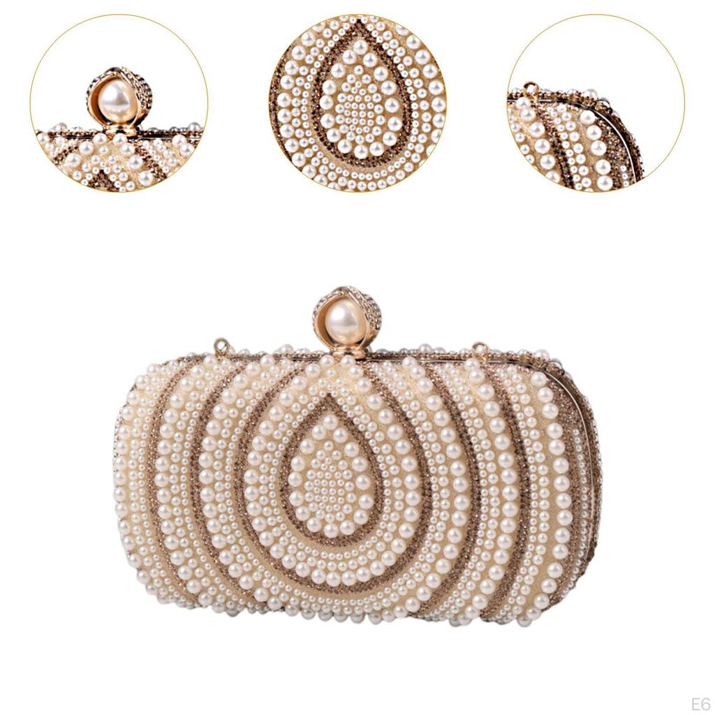 Clutch Purse Bride Handbag with Chain Formal Cocktail Party Prom Pearl Bag