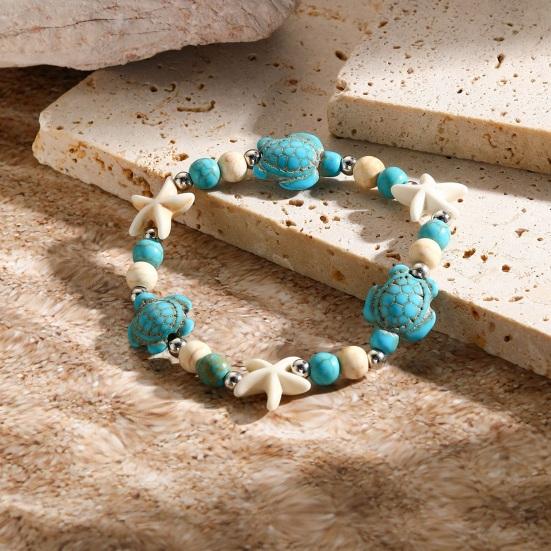 Women Shell Bracelet Starfish Pendant Braided Adjustable Tassel Beads Bohemian Style Vacation Beach Bracelet Lady Jewelry