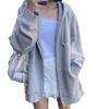 Women Oversized Loose Hoodies Sweatshirts Autumn Winter Solid Color Long Sleeve Hooded Tops Female Zip-Up Pockets Coats Clothing