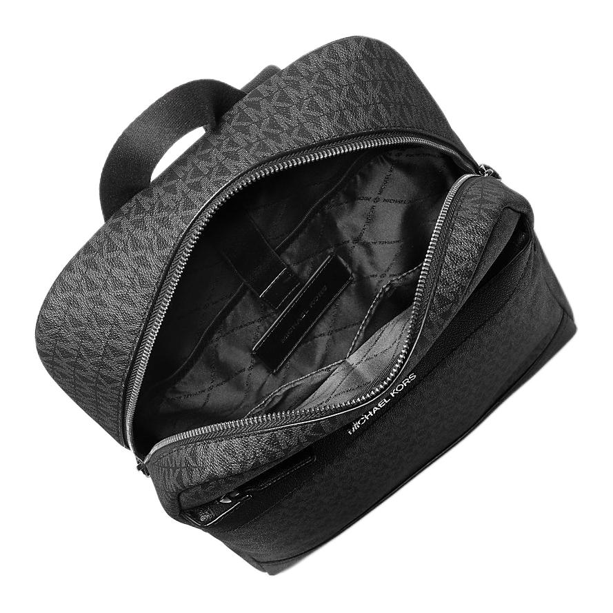 Michael Kors Mk Cooper Bronze Hardware Coated Canvas Polyester Pu Backpack Medium Men backpack Black 37T5LCOB7B-BLACK