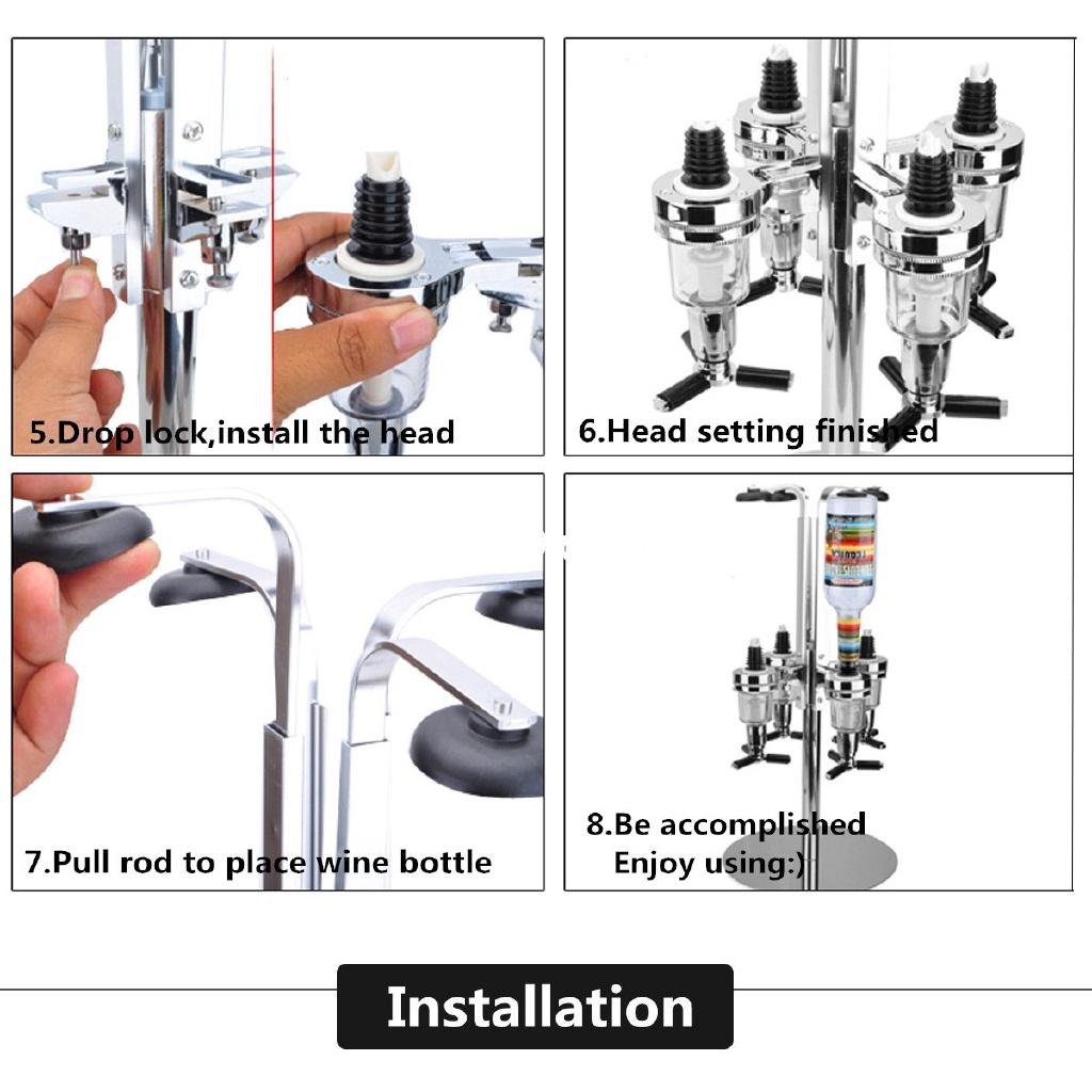 4 головки Серебристый Нержавеющая сталь Бар Батлер Вращающийся Диспенсер для вина, сока, коктейлей Держатель - intl Серебристый 24*24*54 СМ