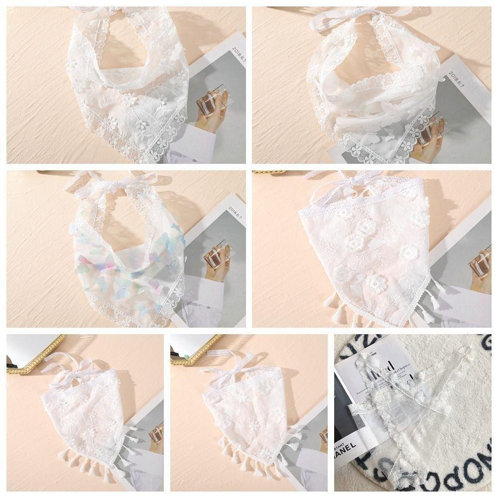 White Wrap Scarf Cloth Headband New Lace Triangle Hair Head