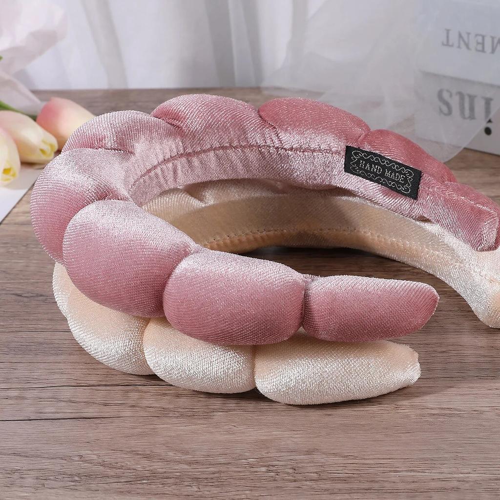 Губчатые повязки на голову для женщин и девочек, пышная повязка для волос, махровая ткань с пузырьками для макияжа, Co Spa, ретро повязка для волос, женские аксессуары для волос, головные уборы