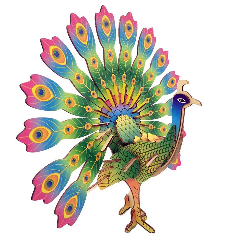 Милые животные DIY 3D деревянная головоломка для детей