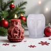 Christmas Candle Mold 3D Embossed Santa Tree Snowman Cylinder Silicone Mold for Resin Candle Soap Craft Cake Chocolate Making