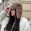 Женская шапка на осень и зиму с двойными полями, с защитой ушей, зимняя теплая и холодная шапка, уличная плюшевая шапка толстая
