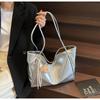 Solid Color Textured Bag Women's 2025 New Popular Fashion Shoulder Bag Large Capacity Tote Bag