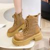 British Style Autumn New Short Boots Women's Thick Bottom Ankle Boots Women's Fashion Lace Up Modern Style Motorcycle Boots