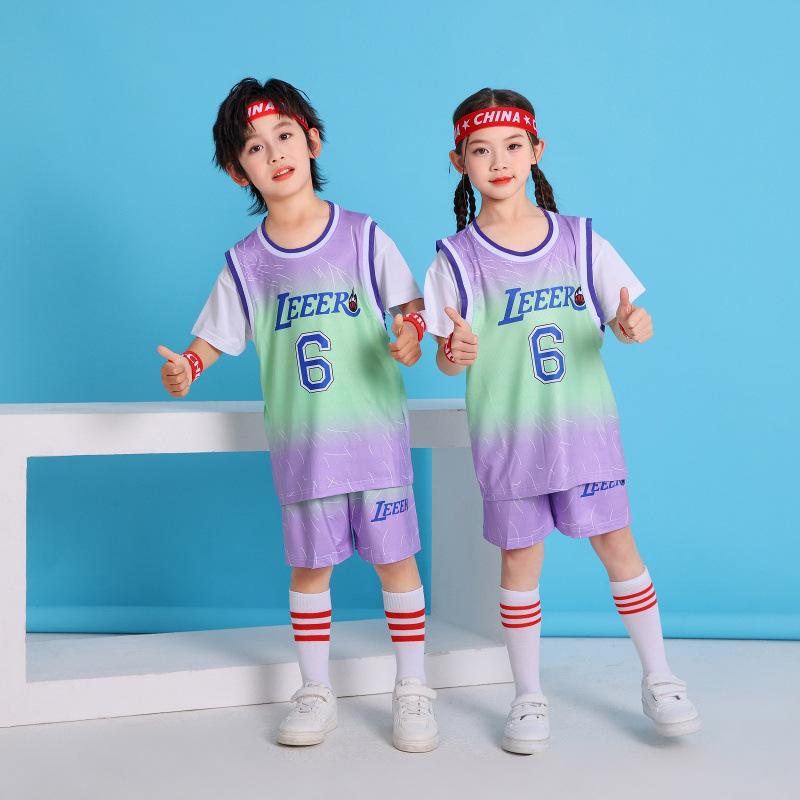 Children'S Clothing Children'S Basketball Clothing Set Short-Sleeved Boys And Girls Jerseys Primary School Students No. 6 Sportswear Ice Silk Quick