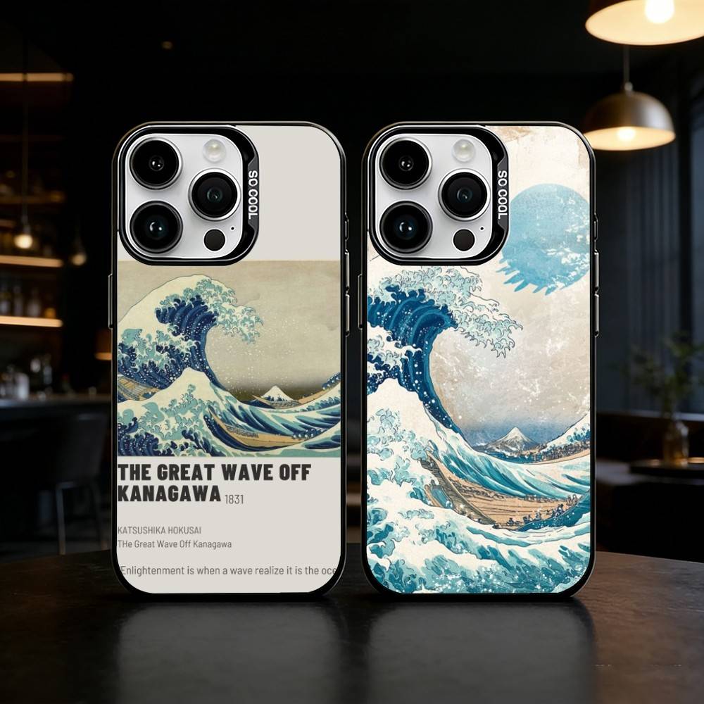 Большая волна у Канагавы Чехол для телефона Серебристая ракушка Для IPhone 17 16 15 14 13 12 11 Pro Max Plus