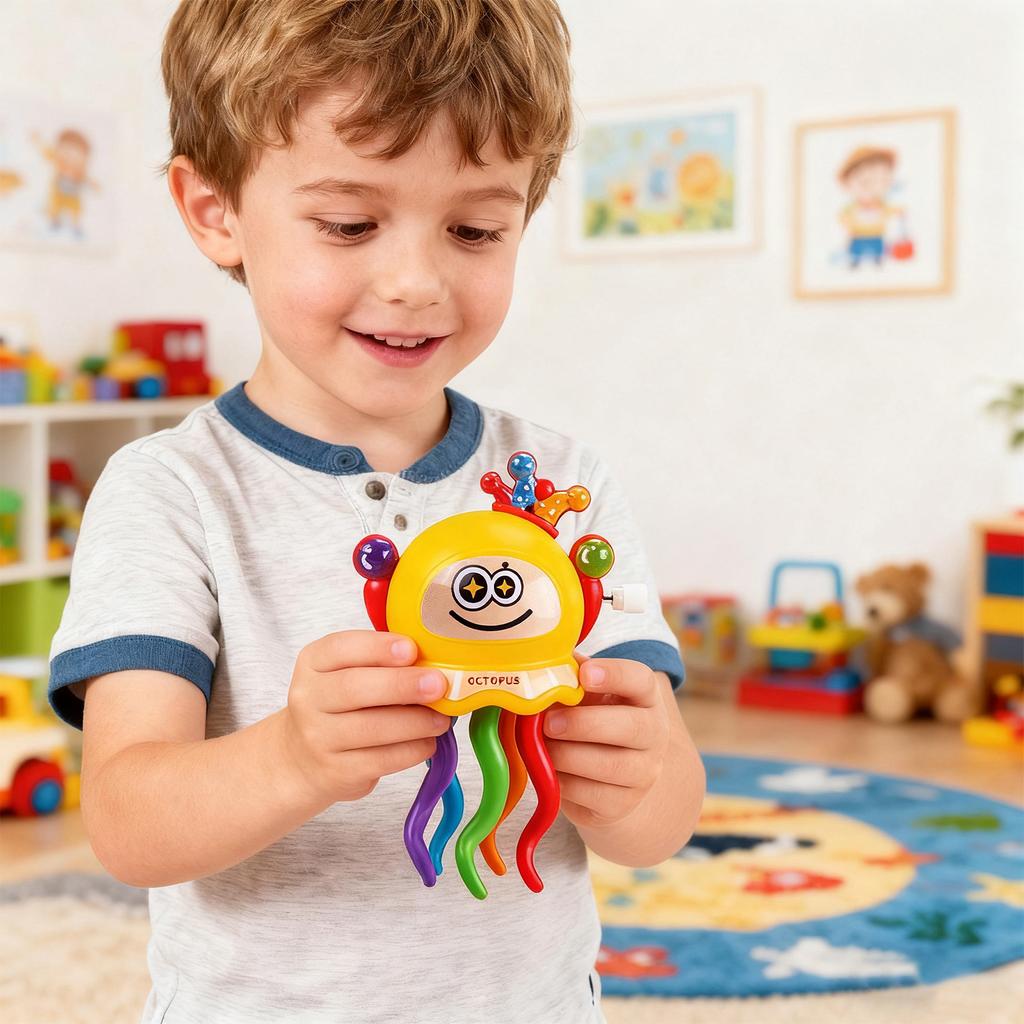 Wind Up Octopus Toy for Kids with Rotating Tentacles Educational Bath Time Entertainment Durable Safe Design