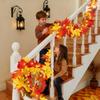 Thanksgiving Decorations for Home Large Maple Leaves 9Ft Plug in Thanksgiving Garland with Lights 50 Orange Bulbs UL Certified Connectable Fall