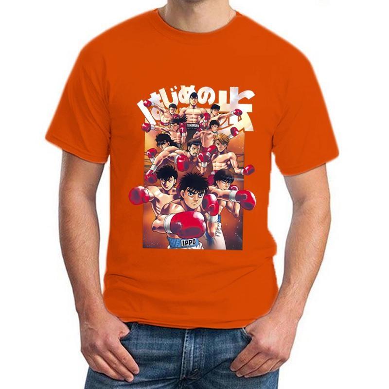 Аниме Hajime No Ippo Графическая футболка Мужская Мода Личность Принт Короткий Рукав Повседневная Уличная Круглый Вырез Свободные Уютные Футболки
