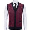 Cozy Up Mens Sleeveless Sweater Vest V Neck Button Down Cardigan Sweaters Knitted Argyle Vest with Pocket
