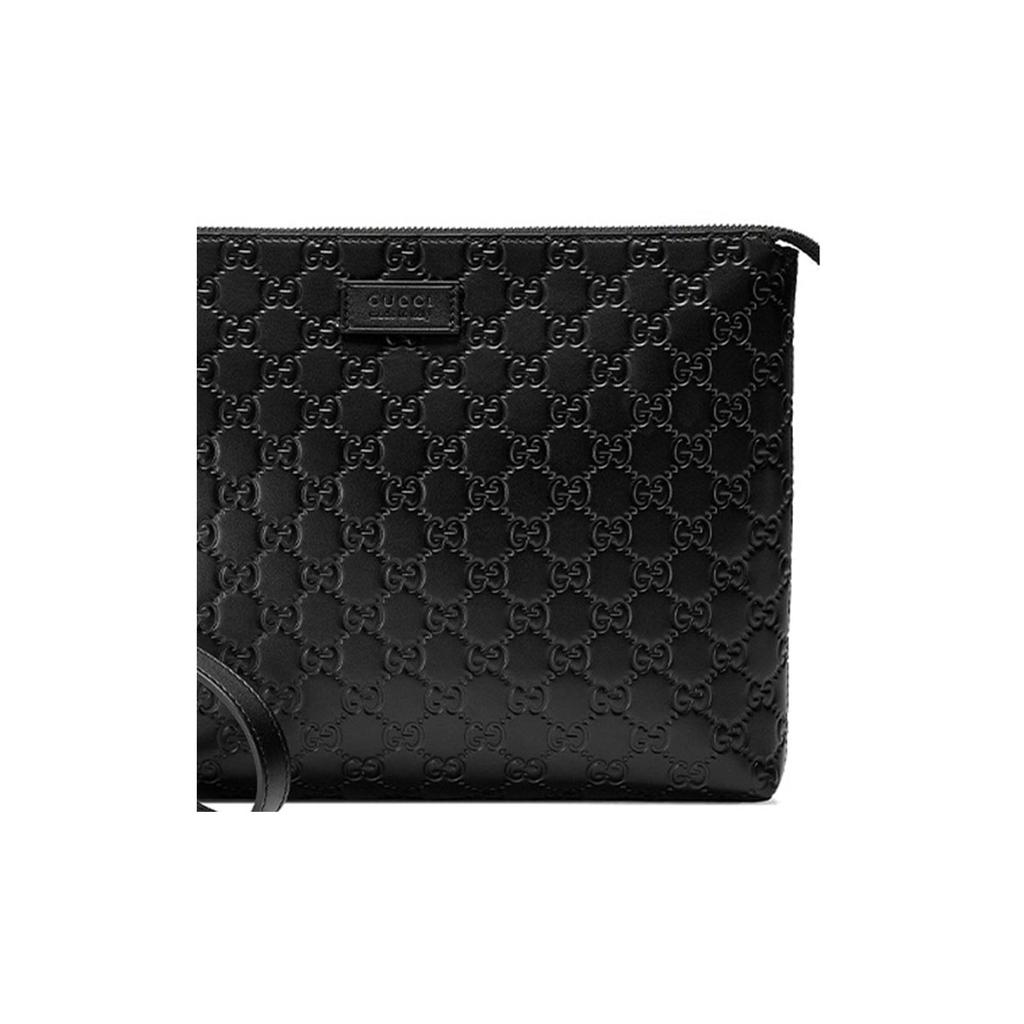 Gucci Monogram Logo Embossed Leather Clutch Men clutch Black 473881-DMT1N-1000