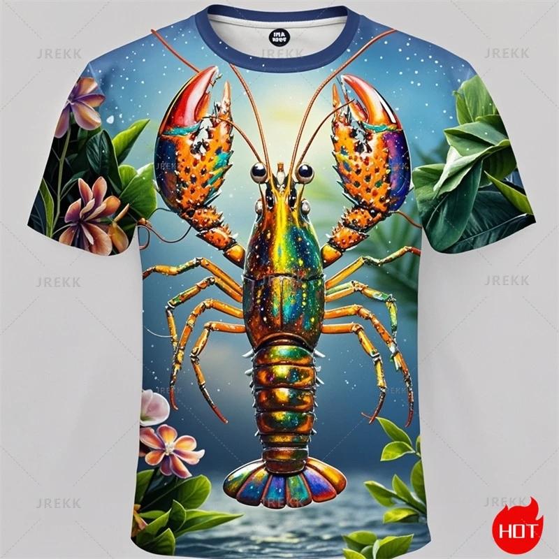 Летняя футболка с круглым вырезом и забавным графическим 3D-принтом рака, модная повседневная мужская футболка с коротким рукавом