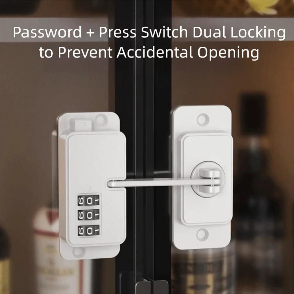 Refrigerator Cabinet Drawer Sliding Door Lock with 3 Combination Child Safety Mechanism No Drill Mounting Required
