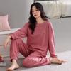 Немецкие велюровые пижамы для женских весенне-осенних моделей, теплые и утолщенные длинные рукава можно носить на улице, домашняя одежда, тонкий велюр с круглым вырезом