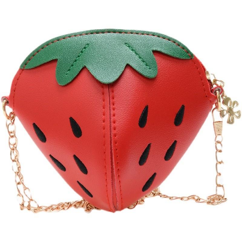 Strawberry Pu Themed Leather Girls Purse Antitheft Shoulder Bag Toddler Gift