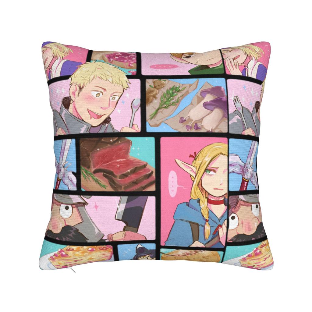 Dungeon Meshi Senshi Anime Pillow Case Funny Pillow Cover Square Pillowcases For Living Room Chair