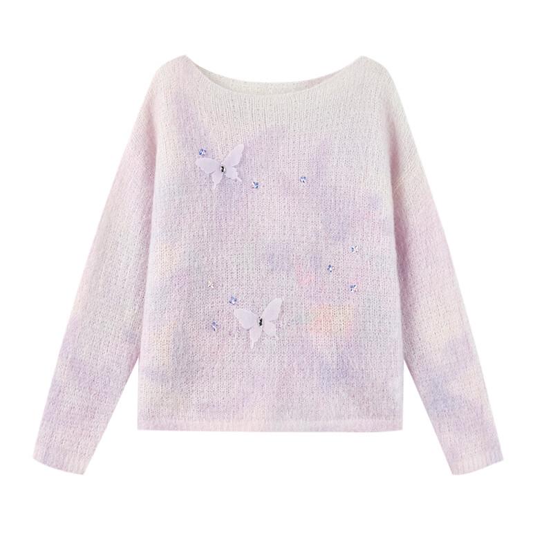 Женский топ из мохера с 3D-бабочками