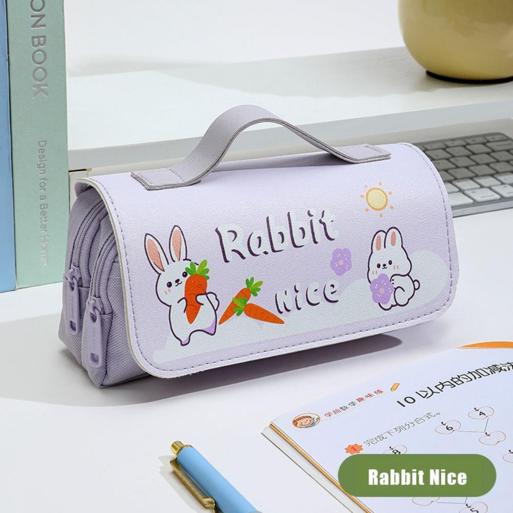 Многослойный пенал Капибара/Панда/Свинья/Кролик Канцелярская сумка Портативный пенал для ручек Студент