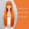 Оранжевые синтетические парики Длинные прямые парики с челкой для женщин Розовый Красный Косплей Вечерние Ежедневное использование Натуральные волосы