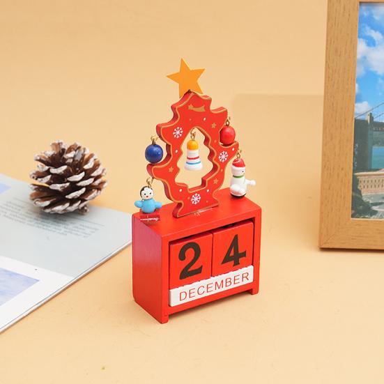 Christmas Wooden Desktop Calendar Santa Snowman Reindeer Tree Perpetual Calendar Wood Display