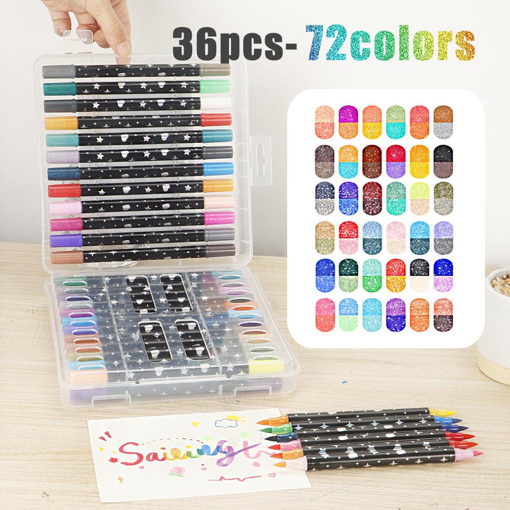 Двухцветный блестящий маркер-кисть для детей - Невыцветающий, Смелый мягкий наконечник